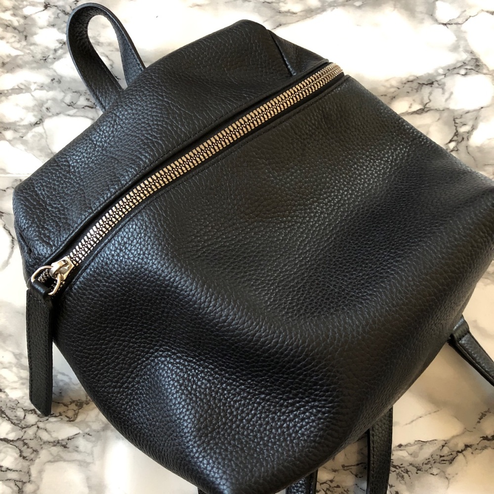 KARA small backpack in black pebbles leather